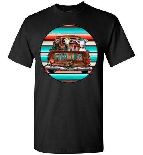 Farm Life Animals In Old Truck Graphic Tee Shirt Top T-Shirt