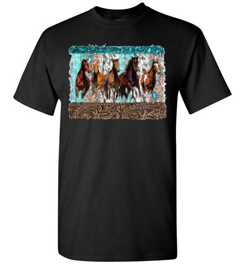 Group Of Horses Graphic Print Tee Shirt Top