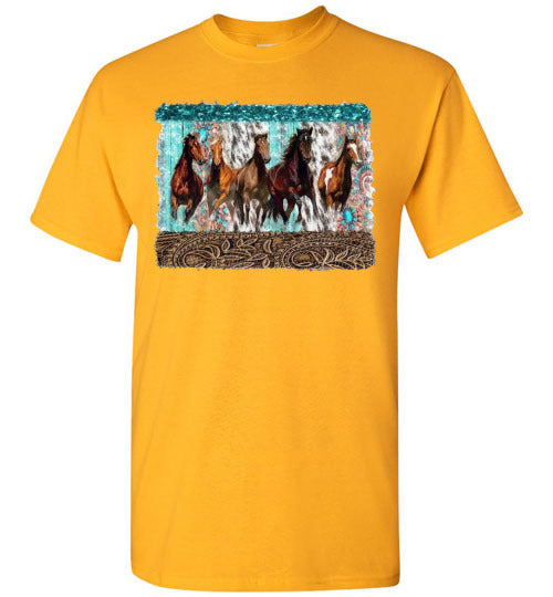 Group Of Horses Graphic Print Tee Shirt Top