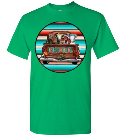 Farm Life Animals In Old Truck Graphic Tee Shirt Top T-Shirt