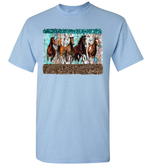 Group Of Horses Graphic Print Tee Shirt Top