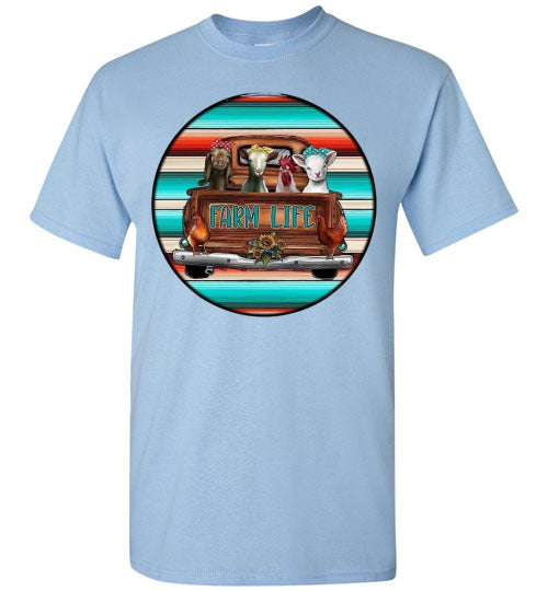 Farm Life Animals In Old Truck Graphic Tee Shirt Top T-Shirt