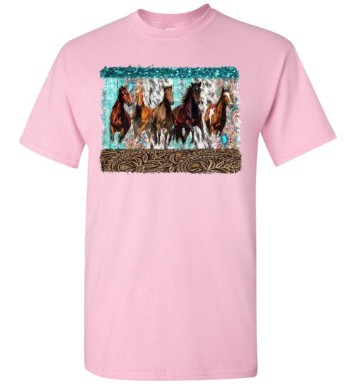 Group Of Horses Graphic Print Tee Shirt Top