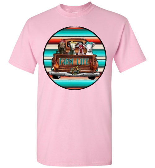 Farm Life Animals In Old Truck Graphic Tee Shirt Top T-Shirt
