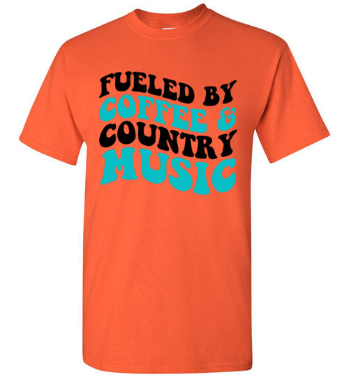 Fueled By Coffee & Country Music Graphic Tee Shirt Top T-Shirt