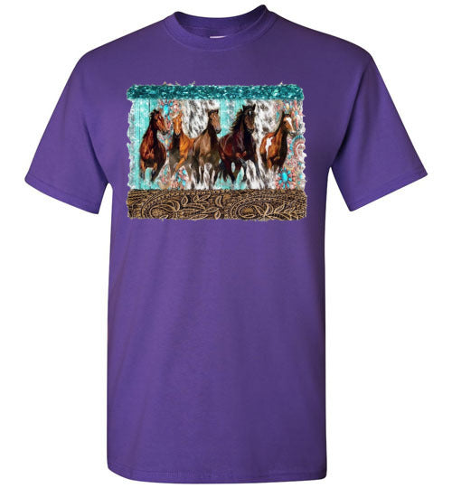 Group Of Horses Graphic Print Tee Shirt Top