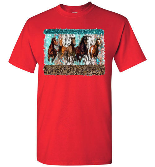 Group Of Horses Graphic Print Tee Shirt Top