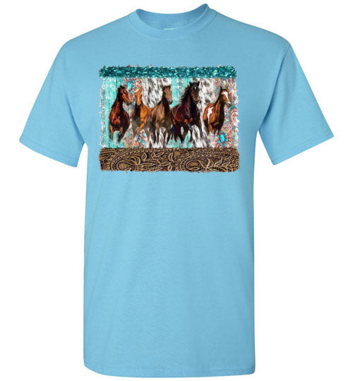 Group Of Horses Graphic Print Tee Shirt Top