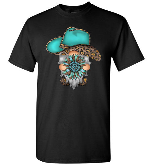 Gnome Leopard Cowboy Hat Graphic Tee Shirt top