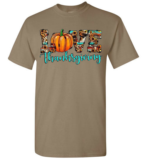 Love Thanksgiving Fall Pumpkin Leopard Tee Shirt Top T-Shirt