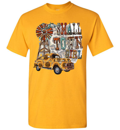 Small Town Girl With Leopard Print Background Graphic Tee Shirt Top