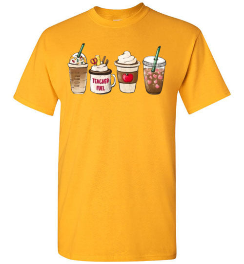 Teacher Fuel Starbucks Coffee Frappe Latte Graphic Tee Shirt Fall Top
