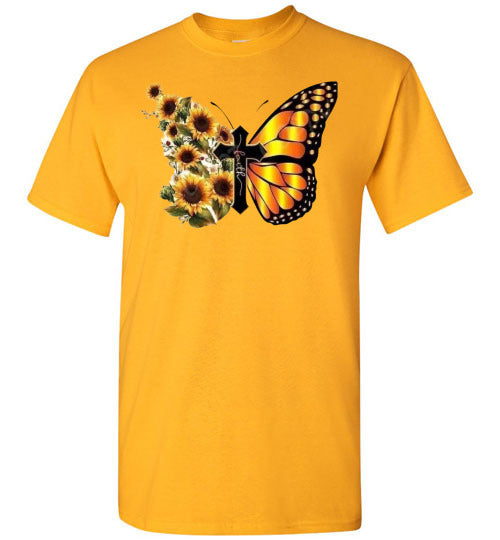 Cross Butterfly Floral Tee Shirt Top