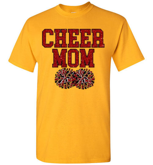 Cheer Mom Sports Football Baseball Basketball Soccer Ball Grpahic Tee Shirt Top
