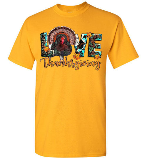 Love Thanksgiving Fall Turkey Floral Tee Shirt Top T-Shirt