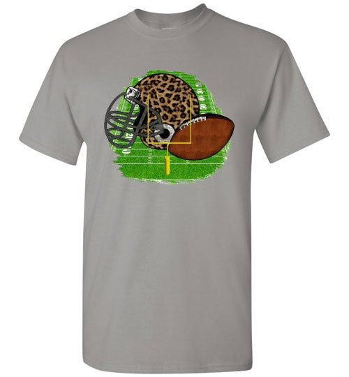 Leopard Football Helmet Graphic Tee Shirt Top