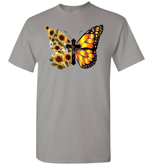 Cross Butterfly Floral Tee Shirt Top