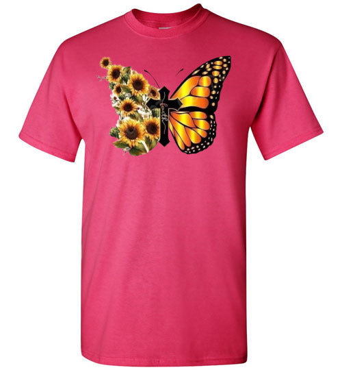 Cross Butterfly Floral Tee Shirt Top