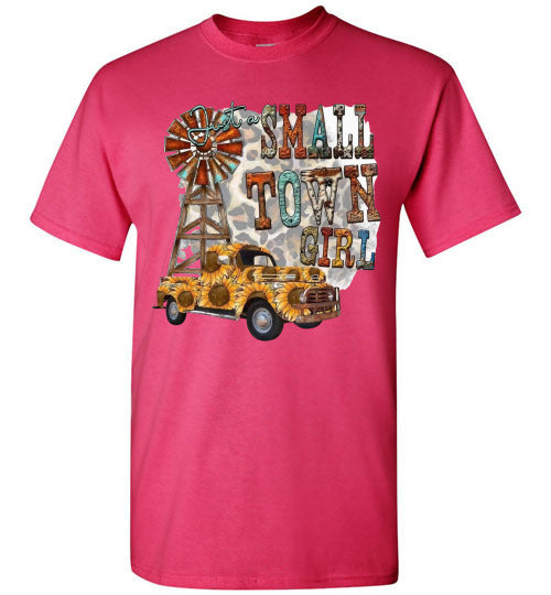 Small Town Girl With Leopard Print Background Graphic Tee Shirt Top