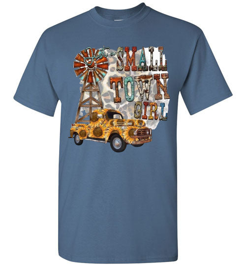 Small Town Girl With Leopard Print Background Graphic Tee Shirt Top