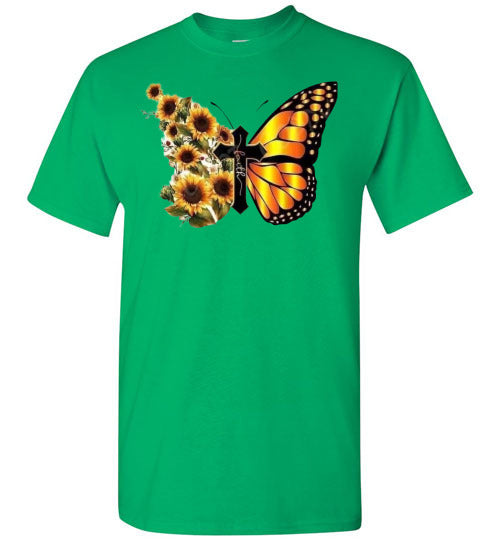 Cross Butterfly Floral Tee Shirt Top