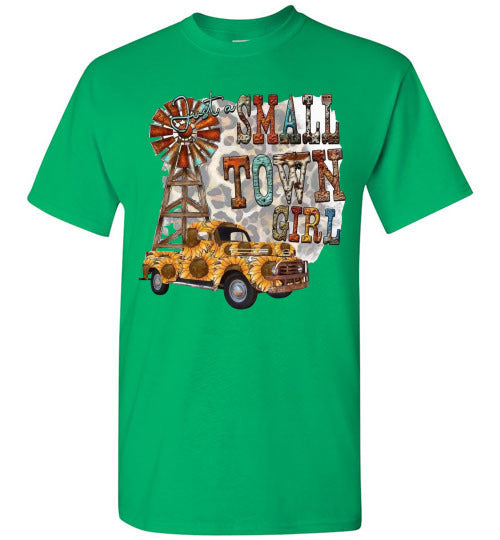 Small Town Girl With Leopard Print Background Graphic Tee Shirt Top
