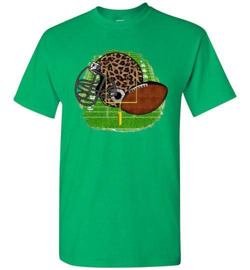 Leopard Football Helmet Graphic Tee Shirt Top
