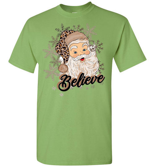 Believe Santa Tee Shirt Top T=Shirt