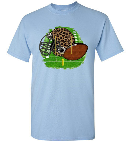 Leopard Football Helmet Graphic Tee Shirt Top
