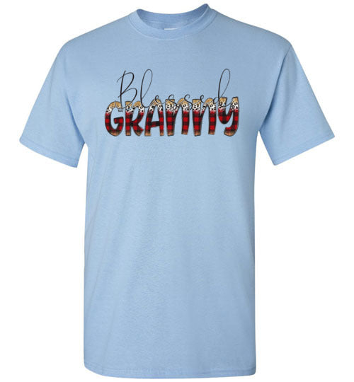 Blessed Granny Buffalo Check Graphic Tee Shirt Top
