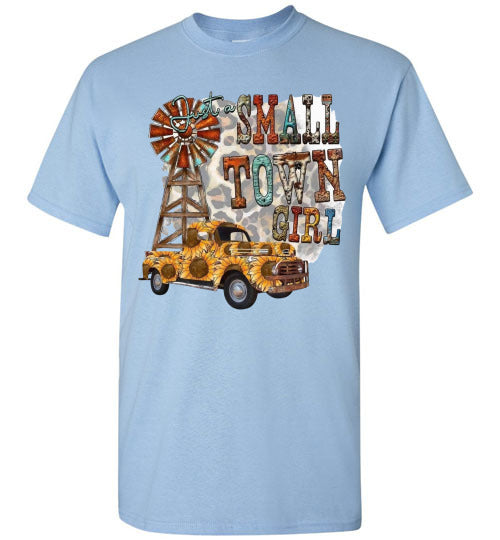 Small Town Girl With Leopard Print Background Graphic Tee Shirt Top