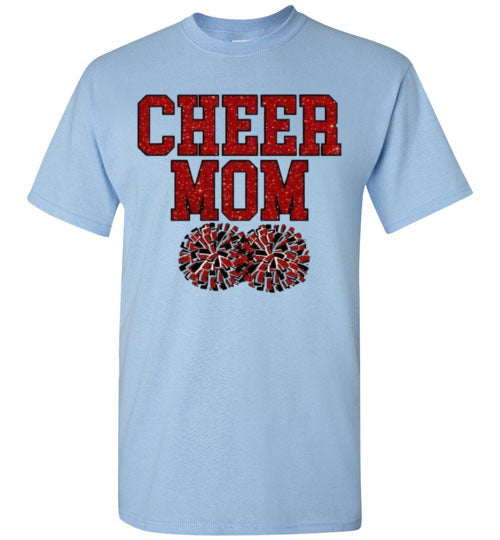 Cheer Mom Sports Football Baseball Basketball Soccer Ball Grpahic Tee Shirt Top