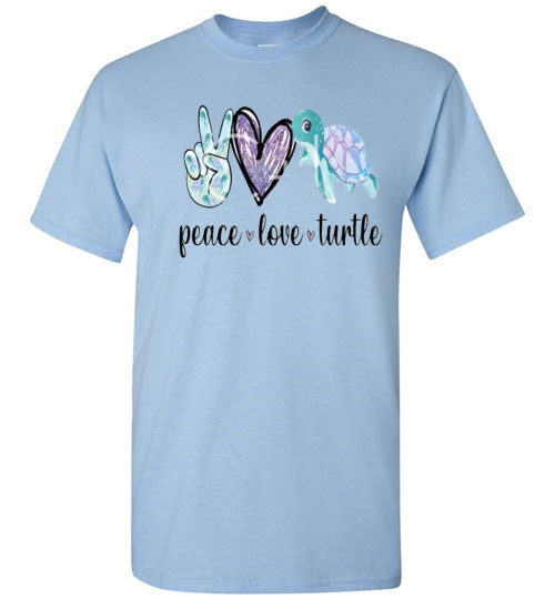Peace Love Turtle Graphic Tee Shirt Top