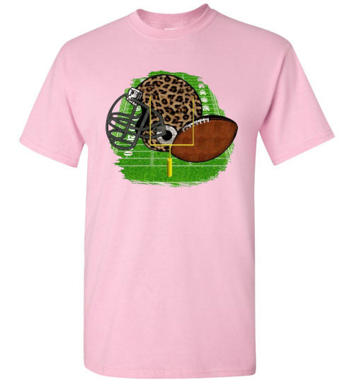 Leopard Football Helmet Graphic Tee Shirt Top