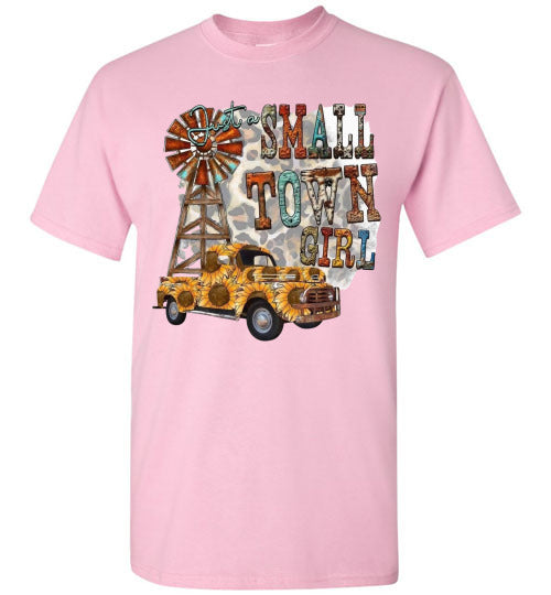 Small Town Girl With Leopard Print Background Graphic Tee Shirt Top