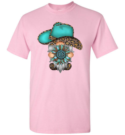 Gnome Leopard Cowboy Hat Graphic Tee Shirt top