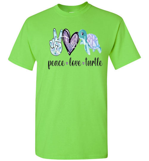 Peace Love Turtle Graphic Tee Shirt Top