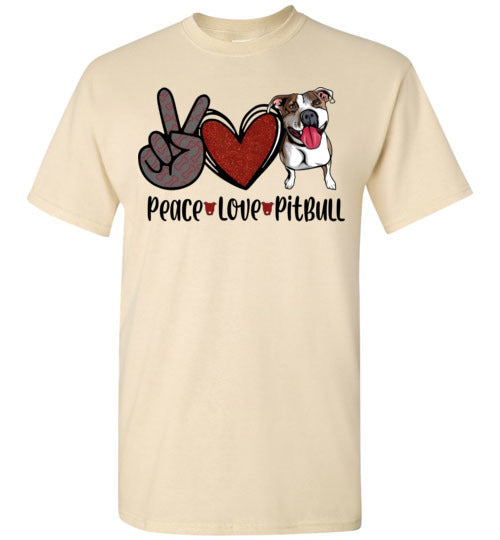 Peace Love Pitbull Dog Tee Shirt Top T-Shirt