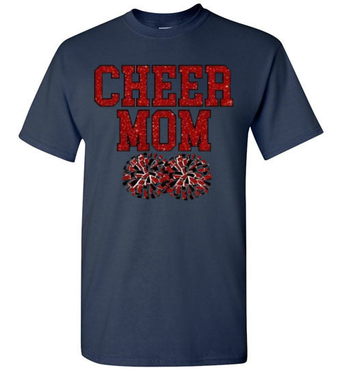 Cheer Mom Sports Football Baseball Basketball Soccer Ball Grpahic Tee Shirt Top