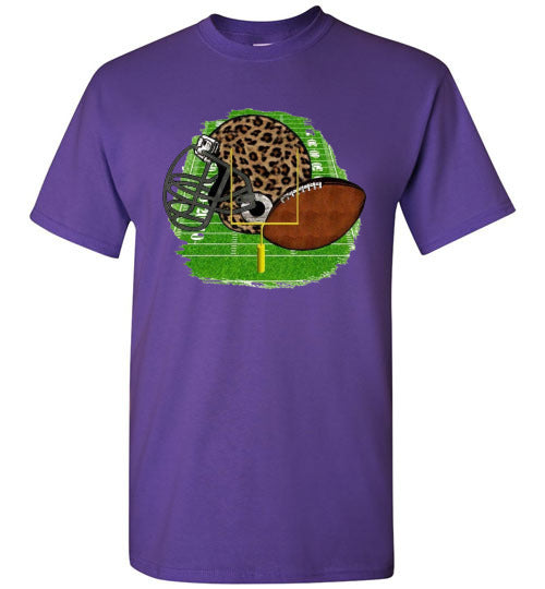 Leopard Football Helmet Graphic Tee Shirt Top