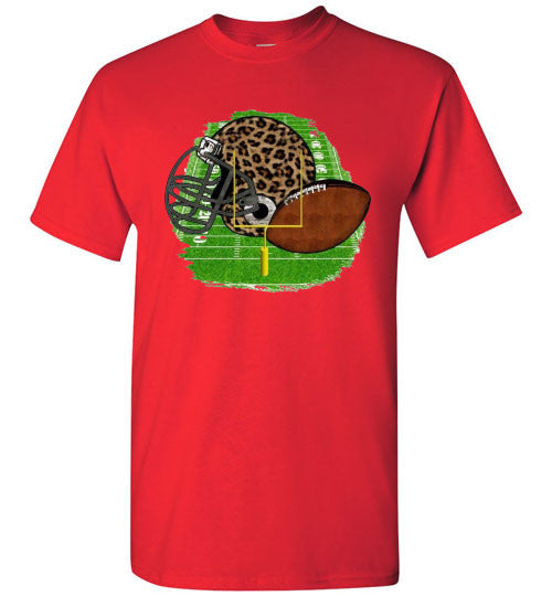 Leopard Football Helmet Graphic Tee Shirt Top