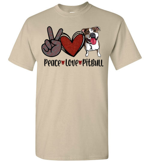 Peace Love Pitbull Dog Tee Shirt Top T-Shirt