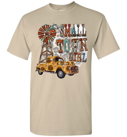 Small Town Girl With Leopard Print Background Graphic Tee Shirt Top