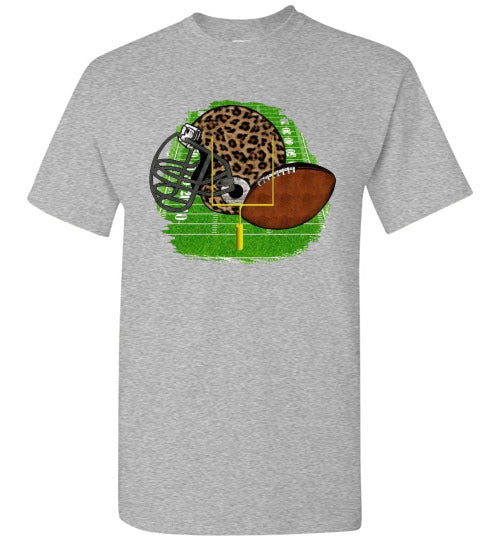 Leopard Football Helmet Graphic Tee Shirt Top