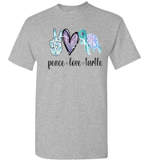 Peace Love Turtle Graphic Tee Shirt Top