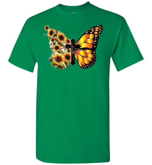 Cross Butterfly Floral Tee Shirt Top