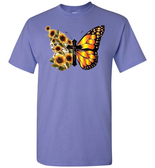 Cross Butterfly Floral Tee Shirt Top