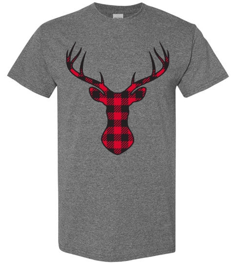 Christmas Plaid Buffalo Check Lumberjack Reindeer Tee Shirt Top T-Shirt