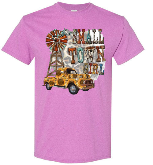 Small Town Girl With Leopard Print Background Graphic Tee Shirt Top
