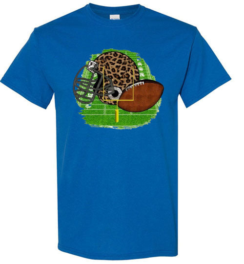 Leopard Football Helmet Graphic Tee Shirt Top